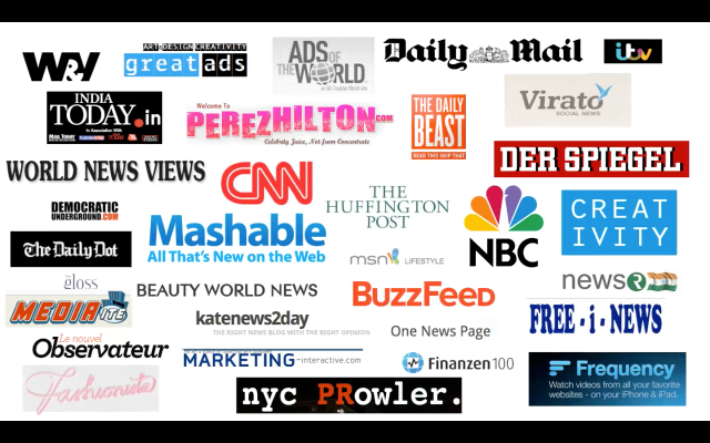 Übersicht über die medien, in denen blush Snowden ad erschienen ist.
